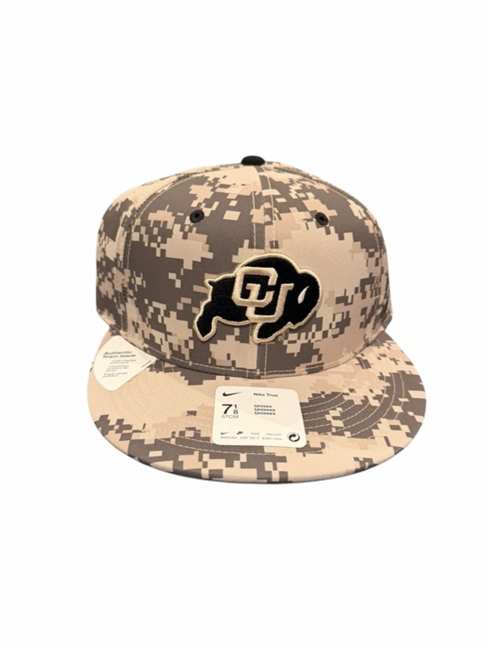 Colorado Buffaloes Hat Cap Fitted Mens 7 1/8 Camo Beige Nike NCAA Football NEW